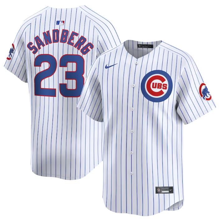 Men's Chicago Cubs #23 Ryne Sandberg White 2024 Home Limited Stitched Baseball Jersey